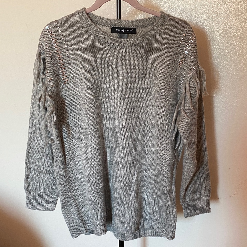 Ashley Stewart Silver Embellished Women's Sweater
